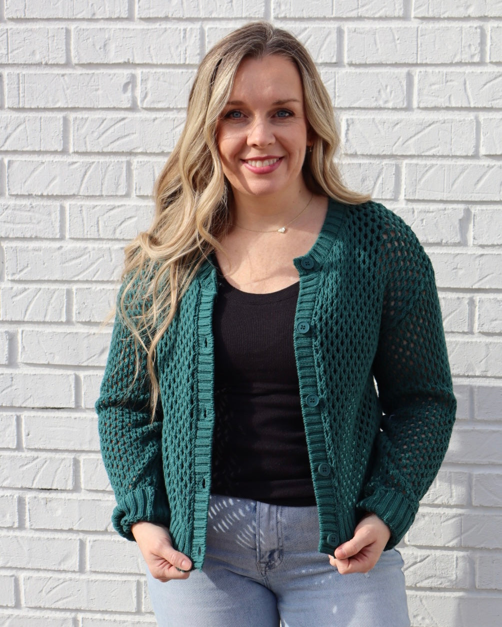 Crochet Cardigan - Hunter Green