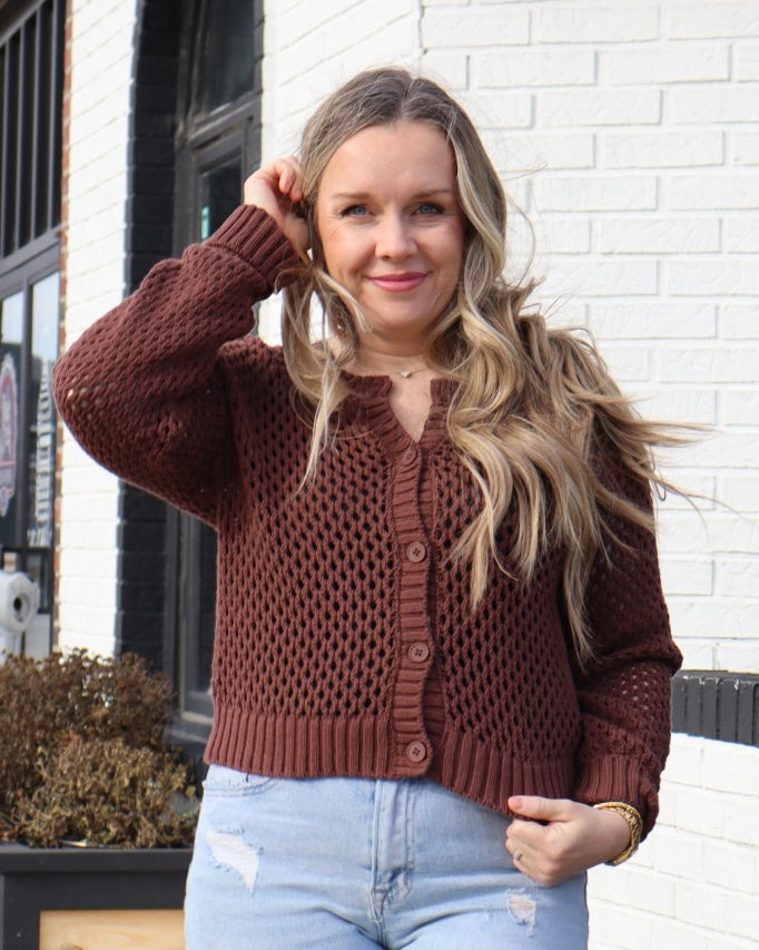 Crochet Cardigan - Brown