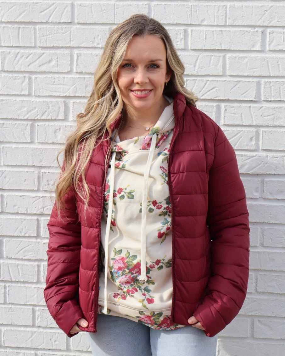 Padded Thermal Jacket - Burgundy