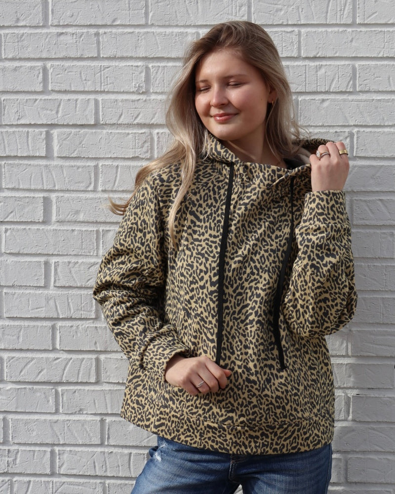 Printed French Terry Hoodie - Leopard