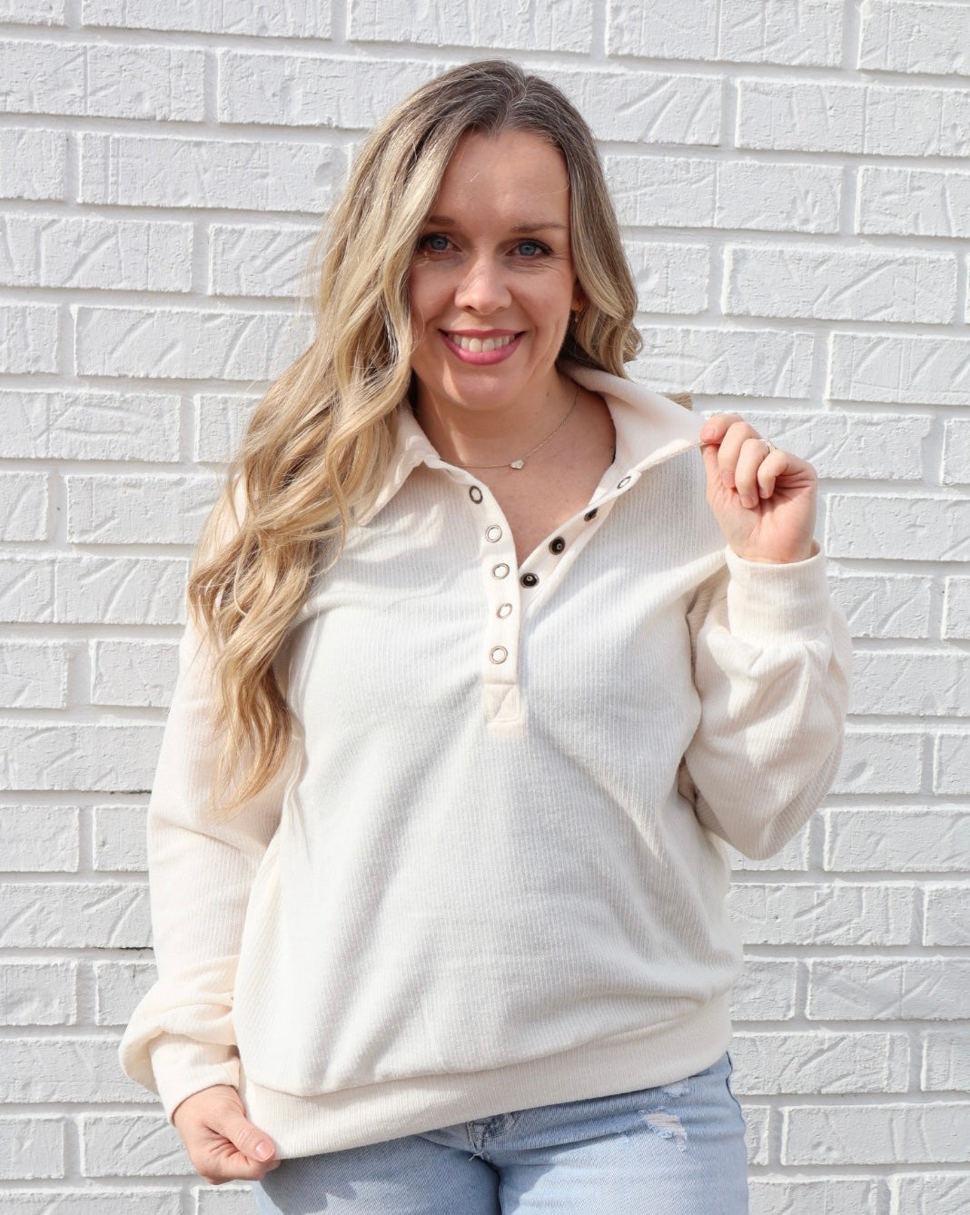 Collared Button Long Sleeve - Cream