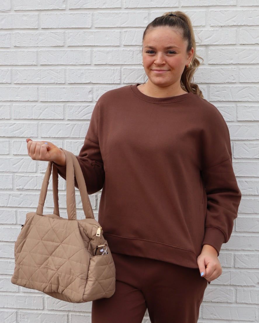 Fleece Hi-Low Sweatshirt - Brown