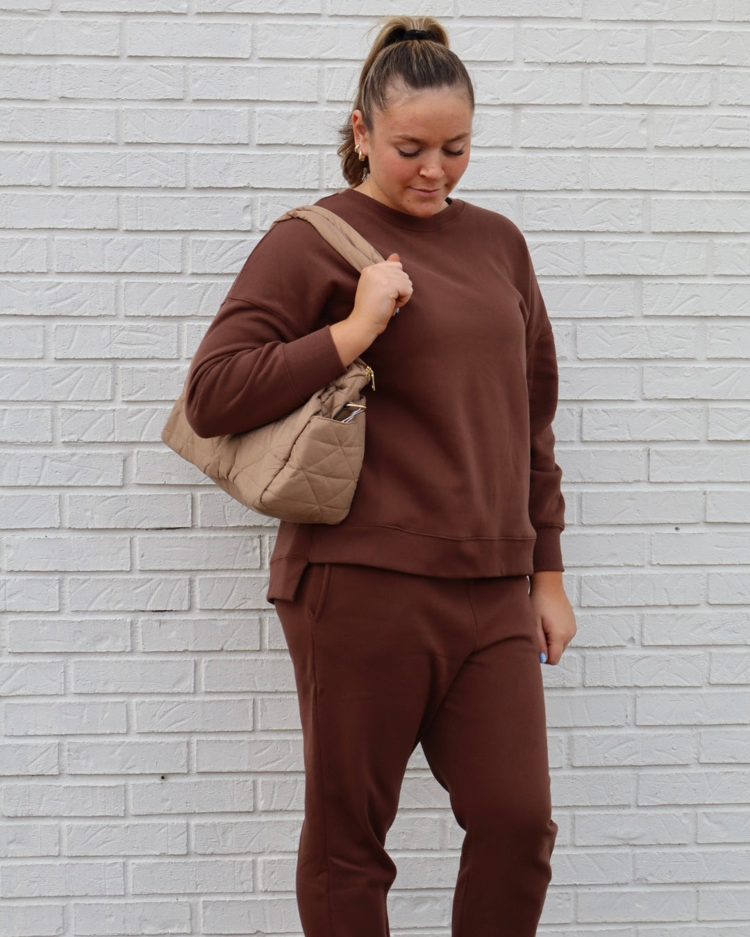 Fleece Joggers w/ Pockets - Brown