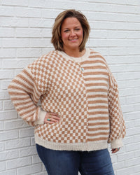Plus Checker Stripe Pullover
