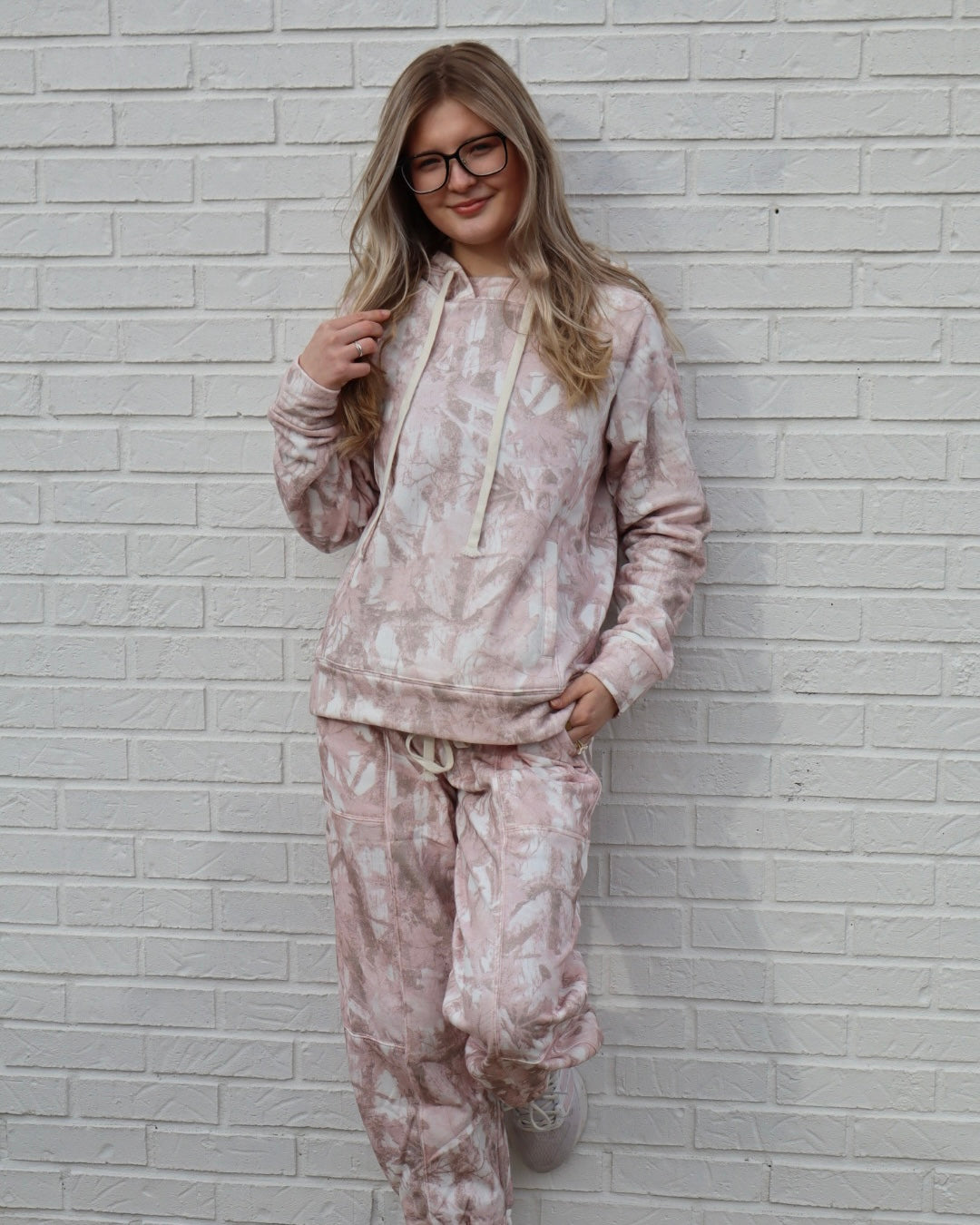 Printed French Terry Hoodie - Pink Camo