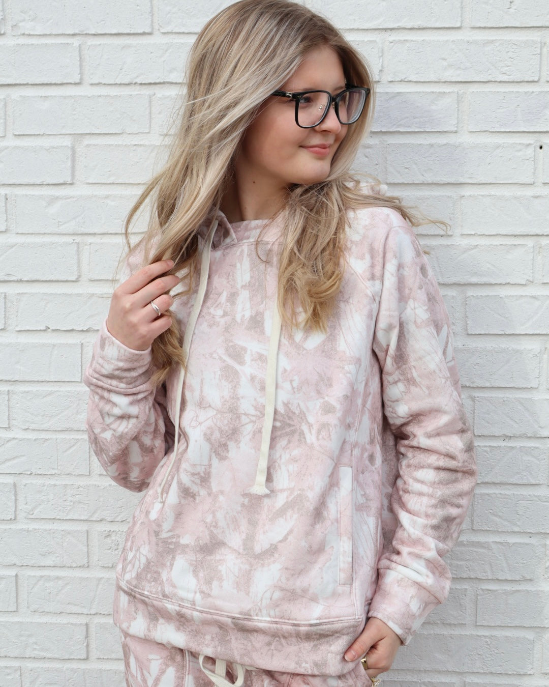 Printed French Terry Hoodie - Pink Camo