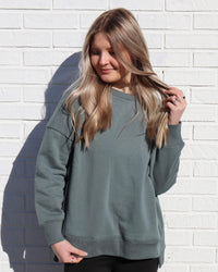 Plus Fleece Hi-Low Sweatshirt - Ash Jade