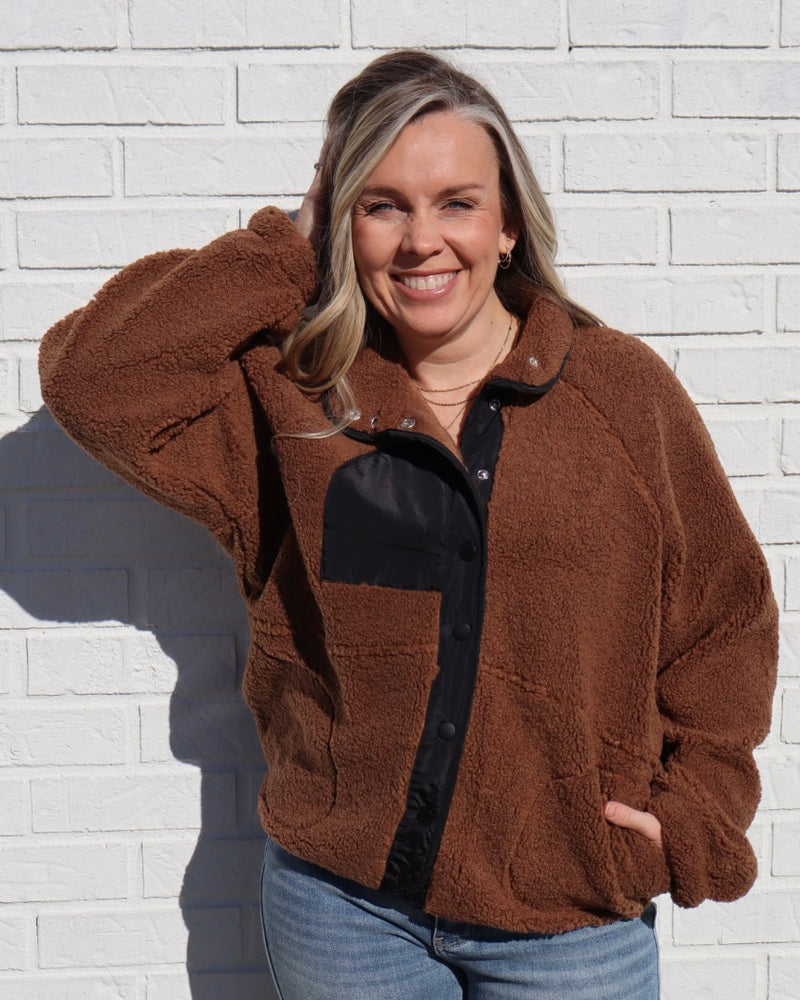 Colorblock Snap Button Down Jacket (Multiple Colors)