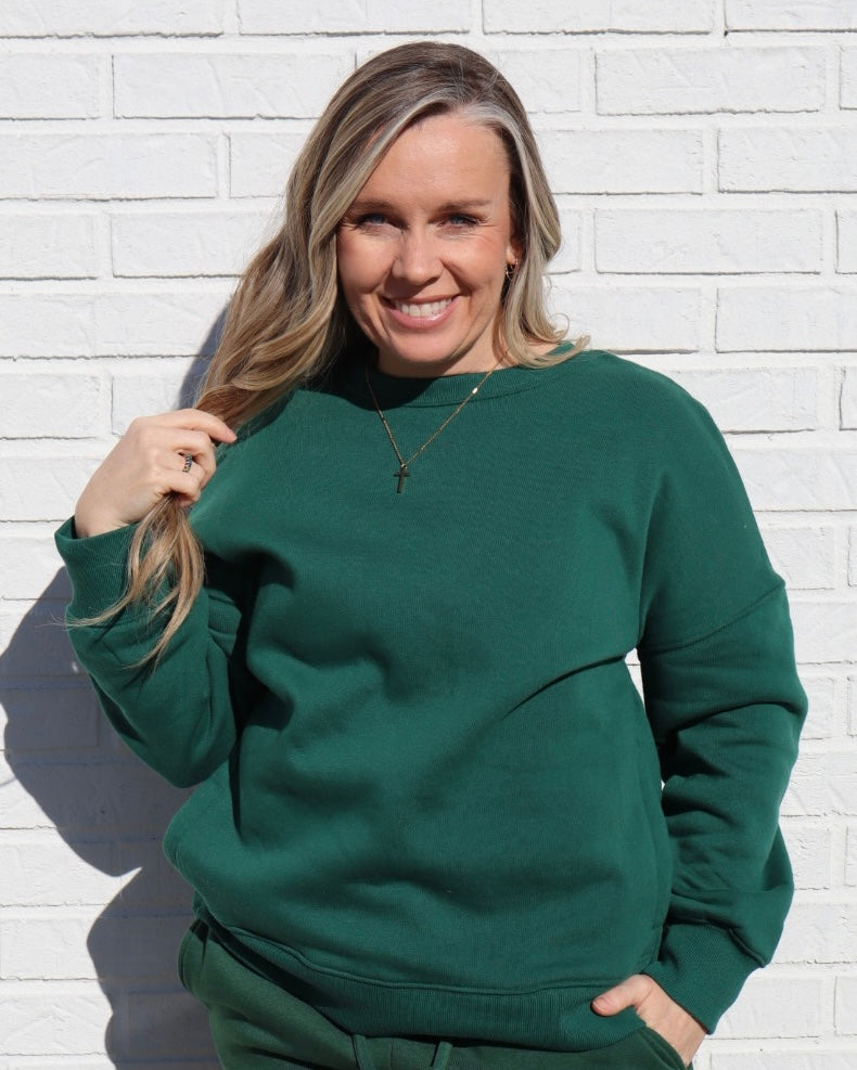 Plus Fleece Hi-Low Sweatshirt - Hunter Green