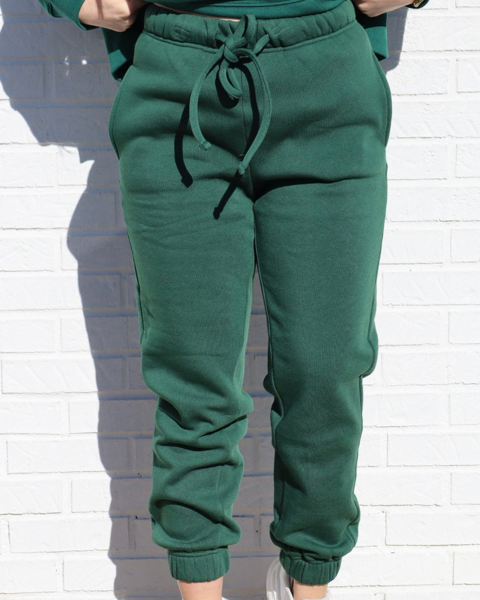 Fleece Joggers w/ Pockets - Dark Green