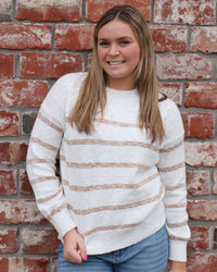 Heather Striped Sweater - Almond