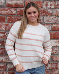 Heather Striped Sweater - Coral