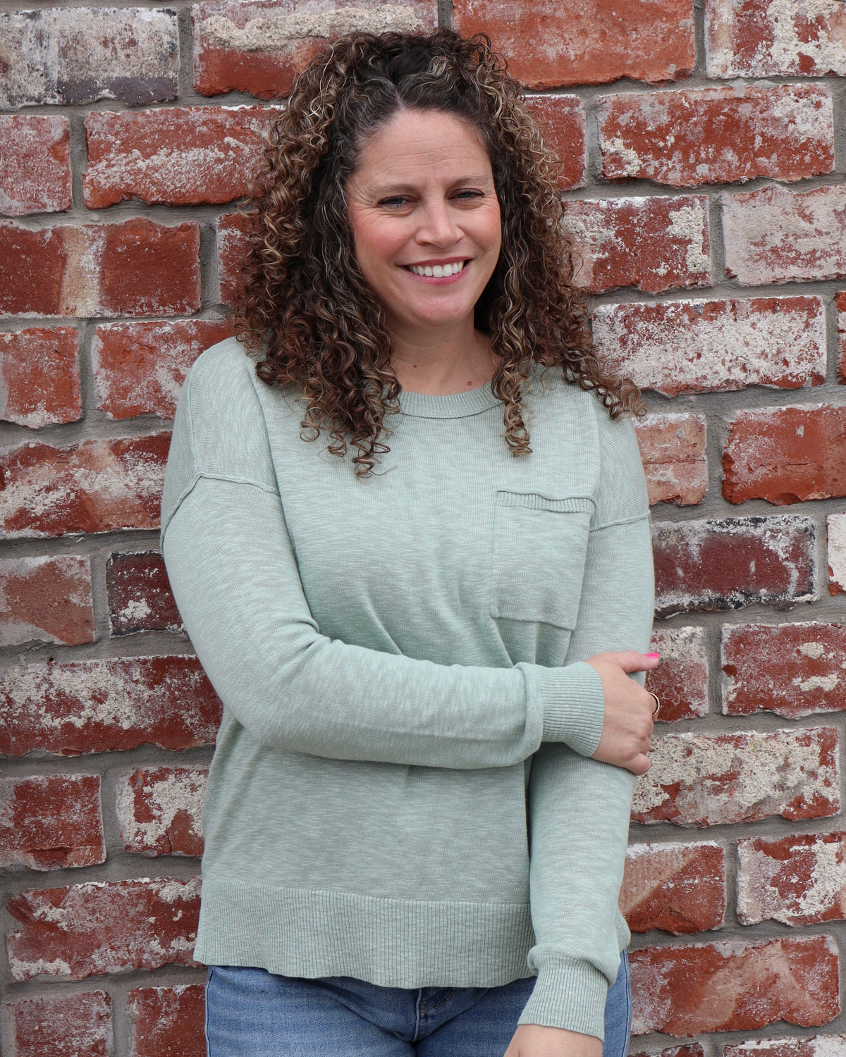 Slub Yarn Sweater - Mint Sage