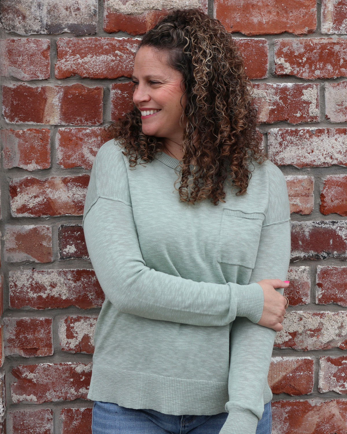 Slub Yarn Sweater - Mint Sage