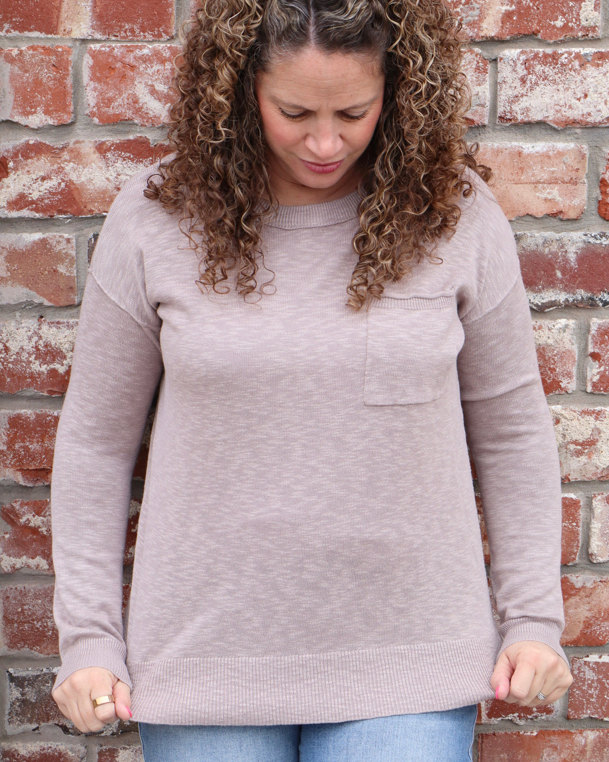 Slub Yarn Sweater - Greige