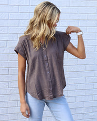Cuff Sleeve Button Down - Mocha
