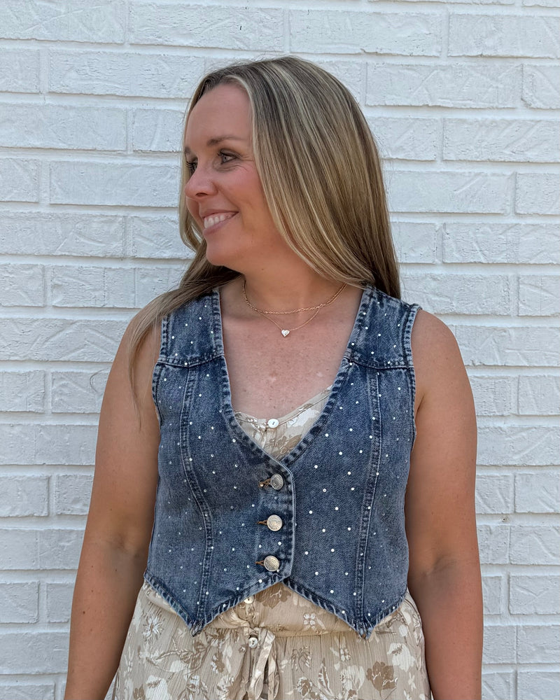 Rhinestone Rodeo Denim Vest