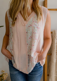 Oversized Sleeveless Lace Trim Top