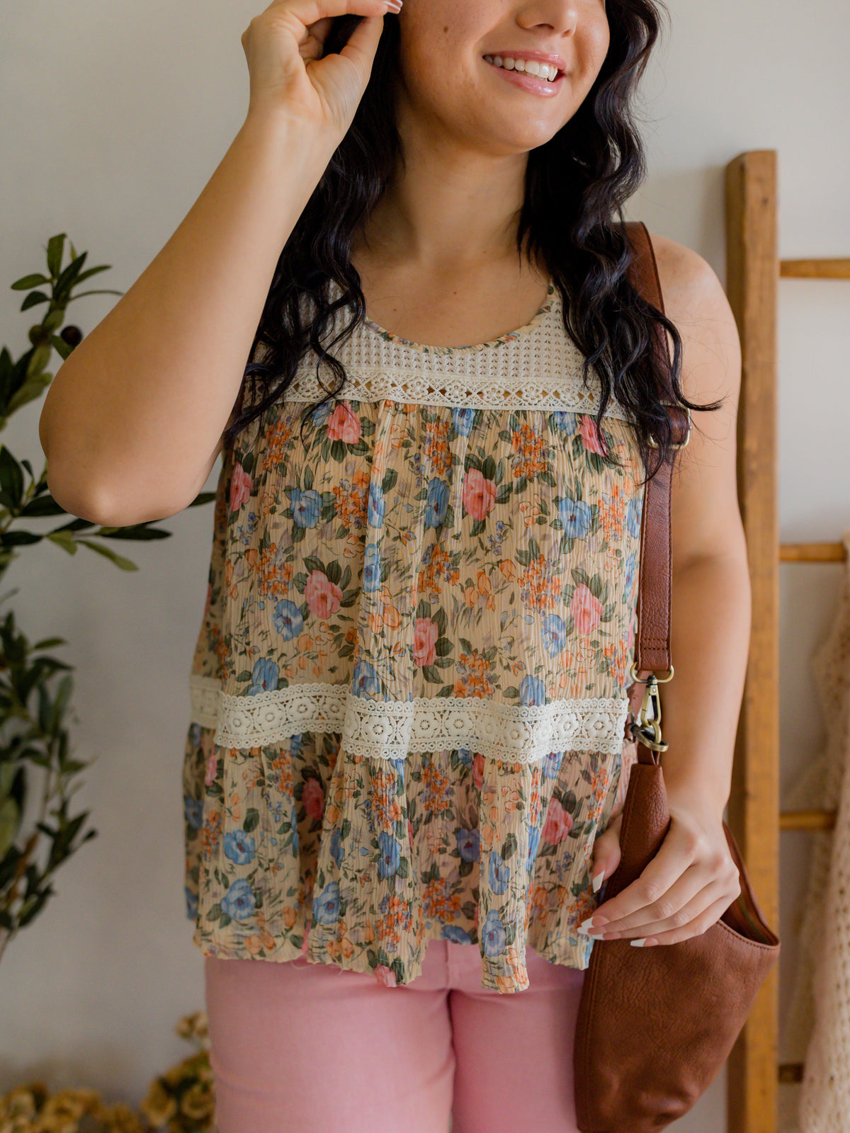 Sleeveless Woven Floral Top