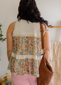 Sleeveless Woven Floral Top