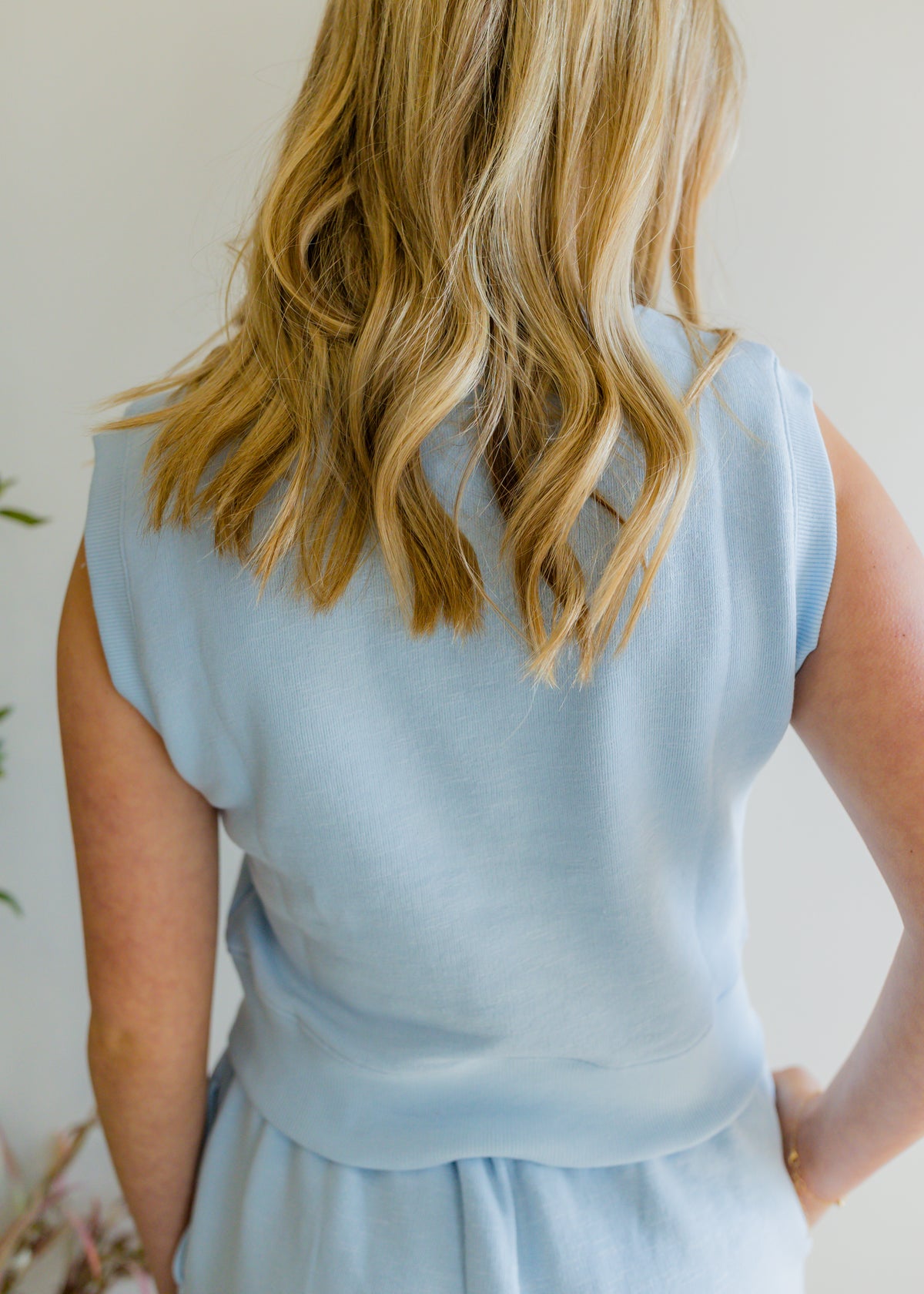 Banded Waist Crop Top - Blue