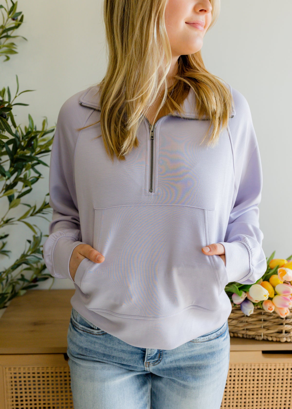 High Neck 1/2 Zip Sweatshirt