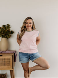 Color Block Corded Crew Neck