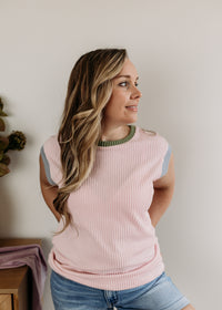 Color Block Corded Crew Neck