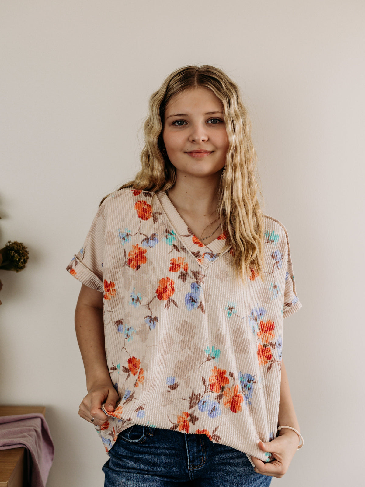 Dolman Floral Short Sleeve