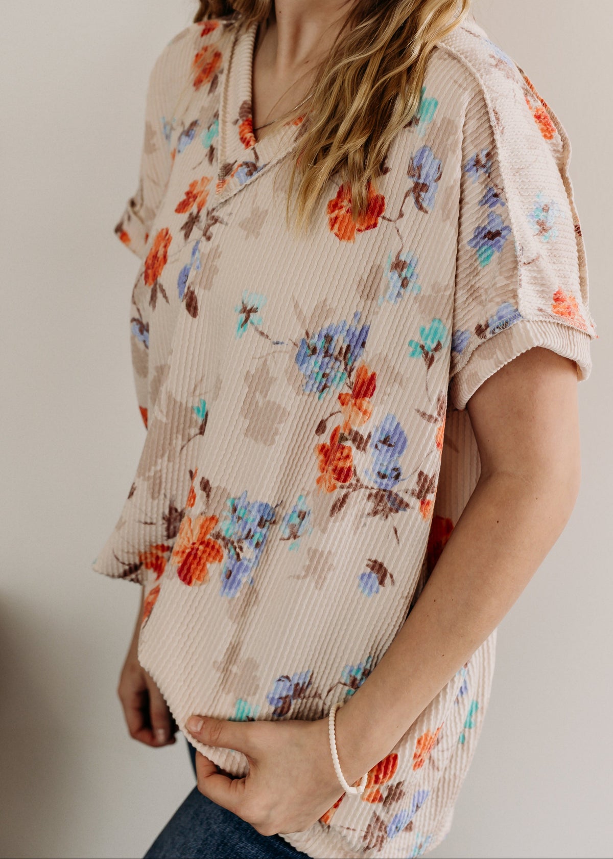 Dolman Floral Short Sleeve