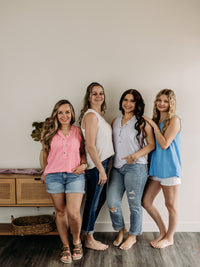 Sleeveless Waffle Top w/Button Detail