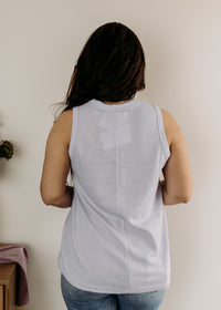Sleeveless Waffle Top w/Button Detail