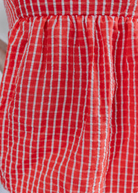 Ruffle Sleeve Tie Back Gingham Top