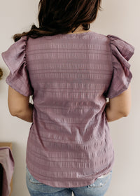 Textured Ruffle Sleeve Blouse