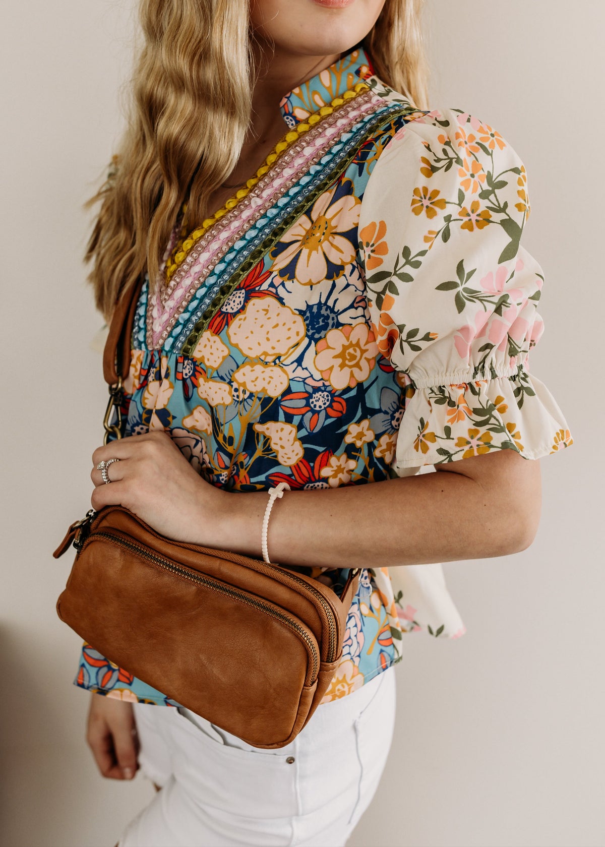 Multicolor V-Neck Boho Blouse