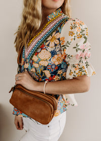 Multicolor V-Neck Boho Blouse