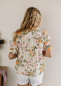 Multicolor V-Neck Boho Blouse