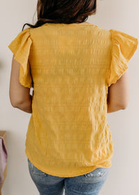 Textured Ruffle Sleeve Blouse