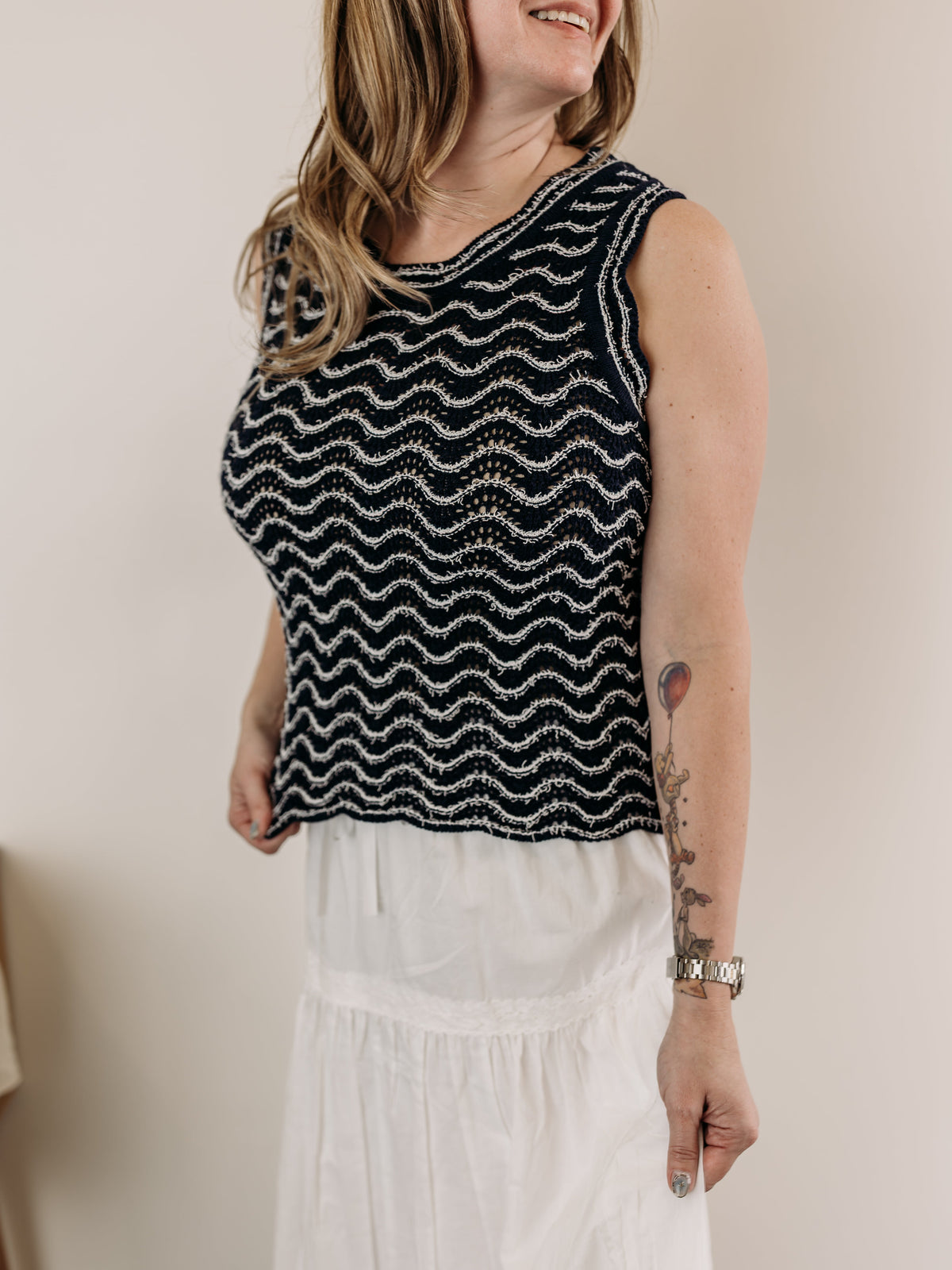 Wavy Sleeveless Sweater