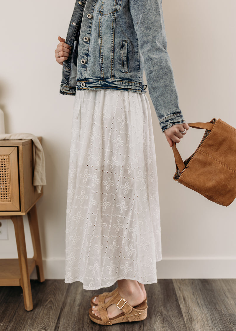 Eyelet Midi Skirt