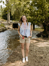 Geo Pattern Embroidered Blouse