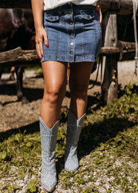 Button Down Denim Skirt