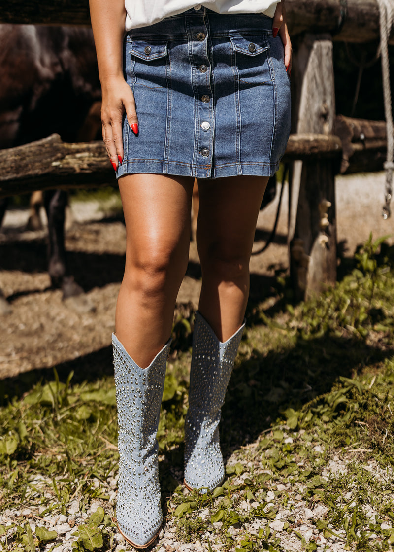 Button Down Denim Skirt