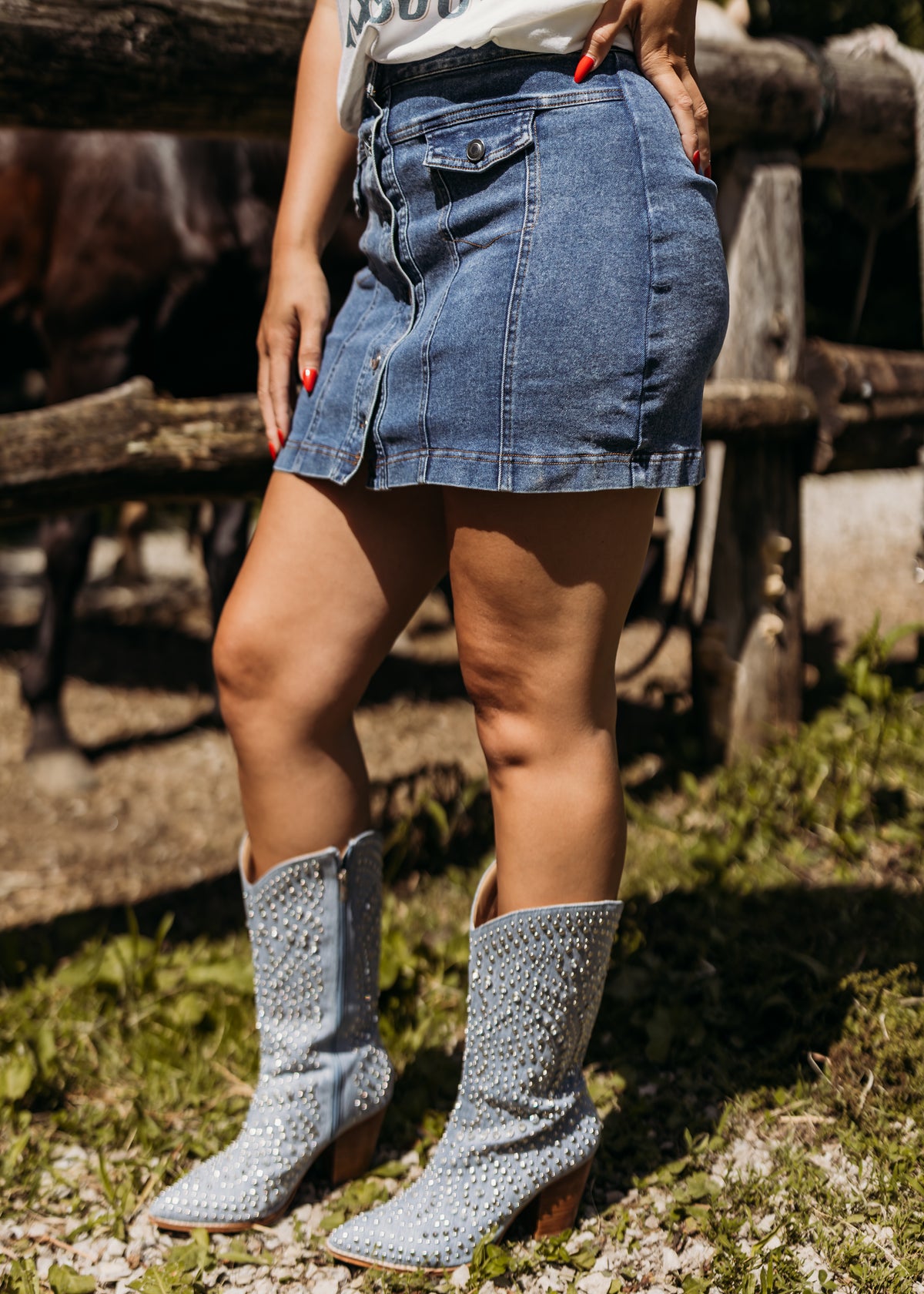 Button Down Denim Skirt