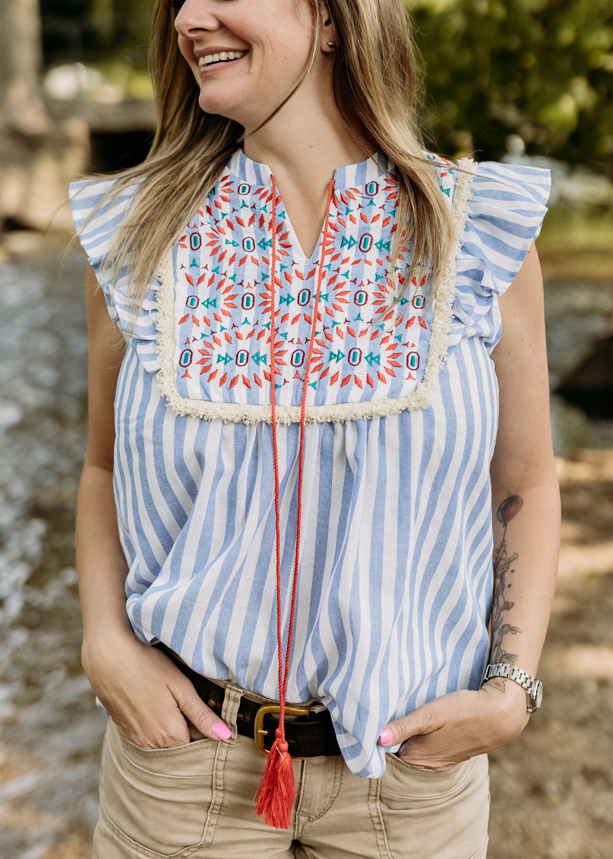 Geo Pattern Embroidered Blouse