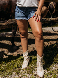 High Rise Stretch Denim Shorts