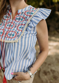 Geo Pattern Embroidered Blouse