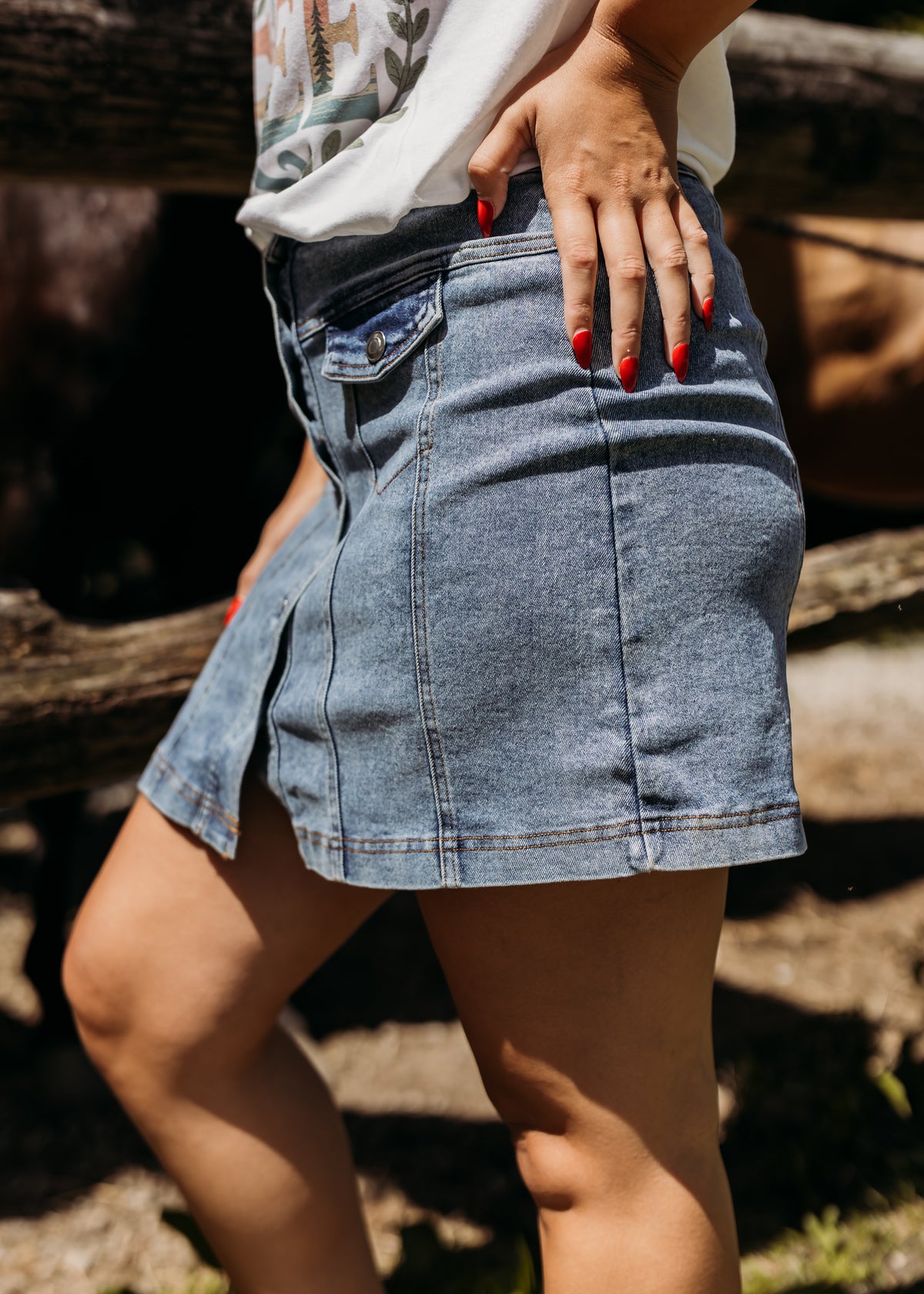 Button Down Denim Skirt