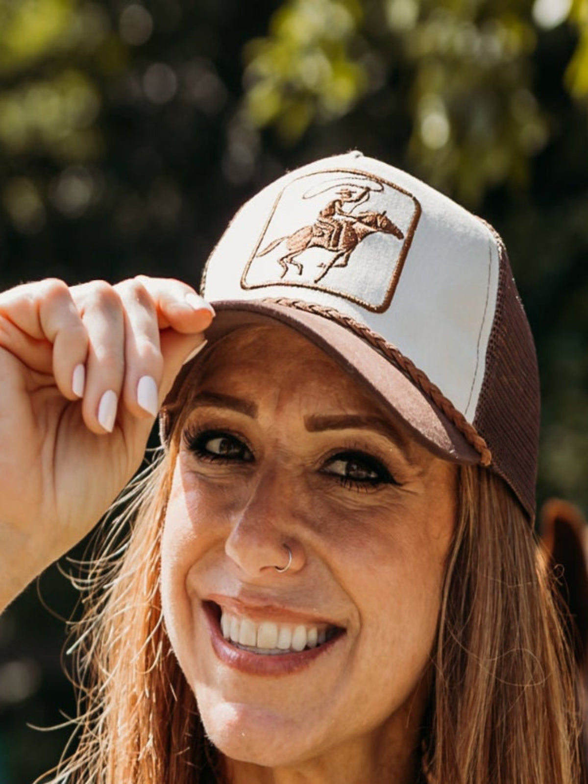 Two-tone Trucker Hat w/Cowboy Patch