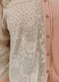 Contrast Knit & Lace Shacket
